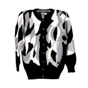 Vintage Wool Angora Blend Cardigan Sweater Beaded Rhinestone Accents Size SMALL